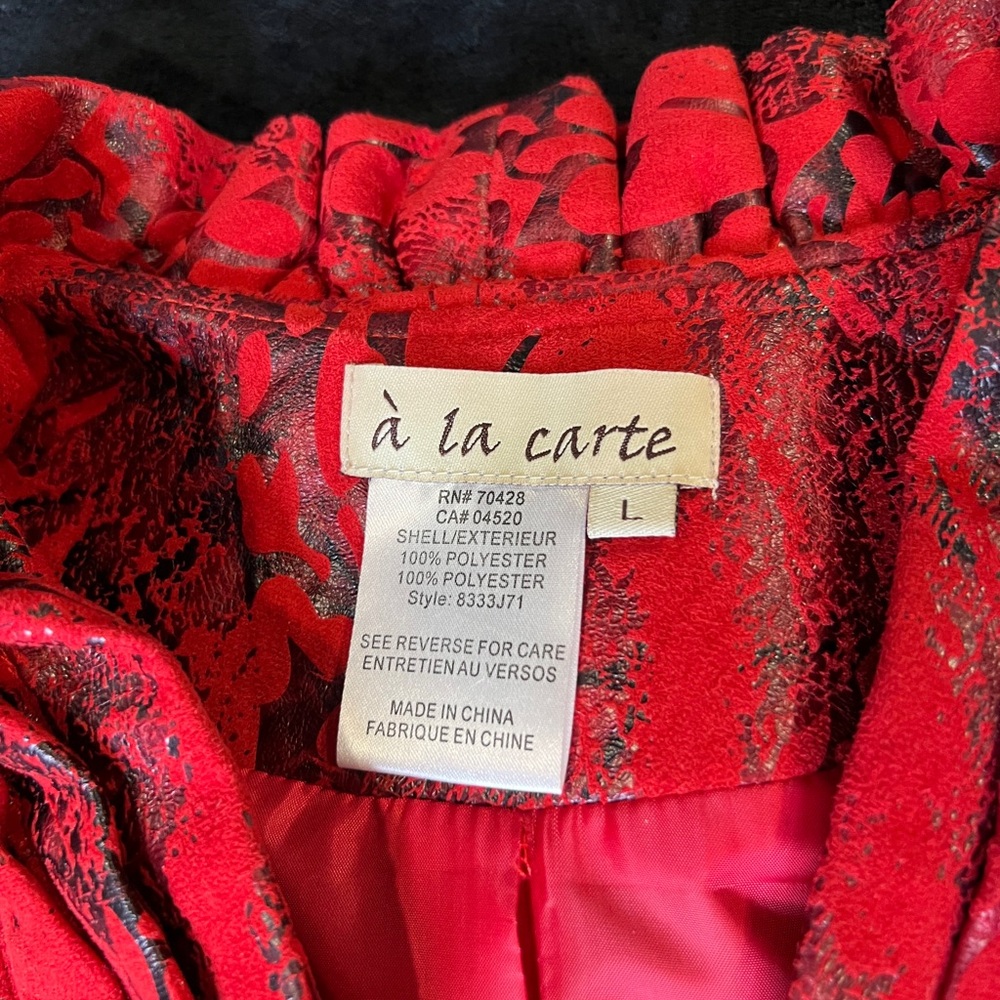 Pleated Front, Snake Skin Patterned, Red & Black … - image 3